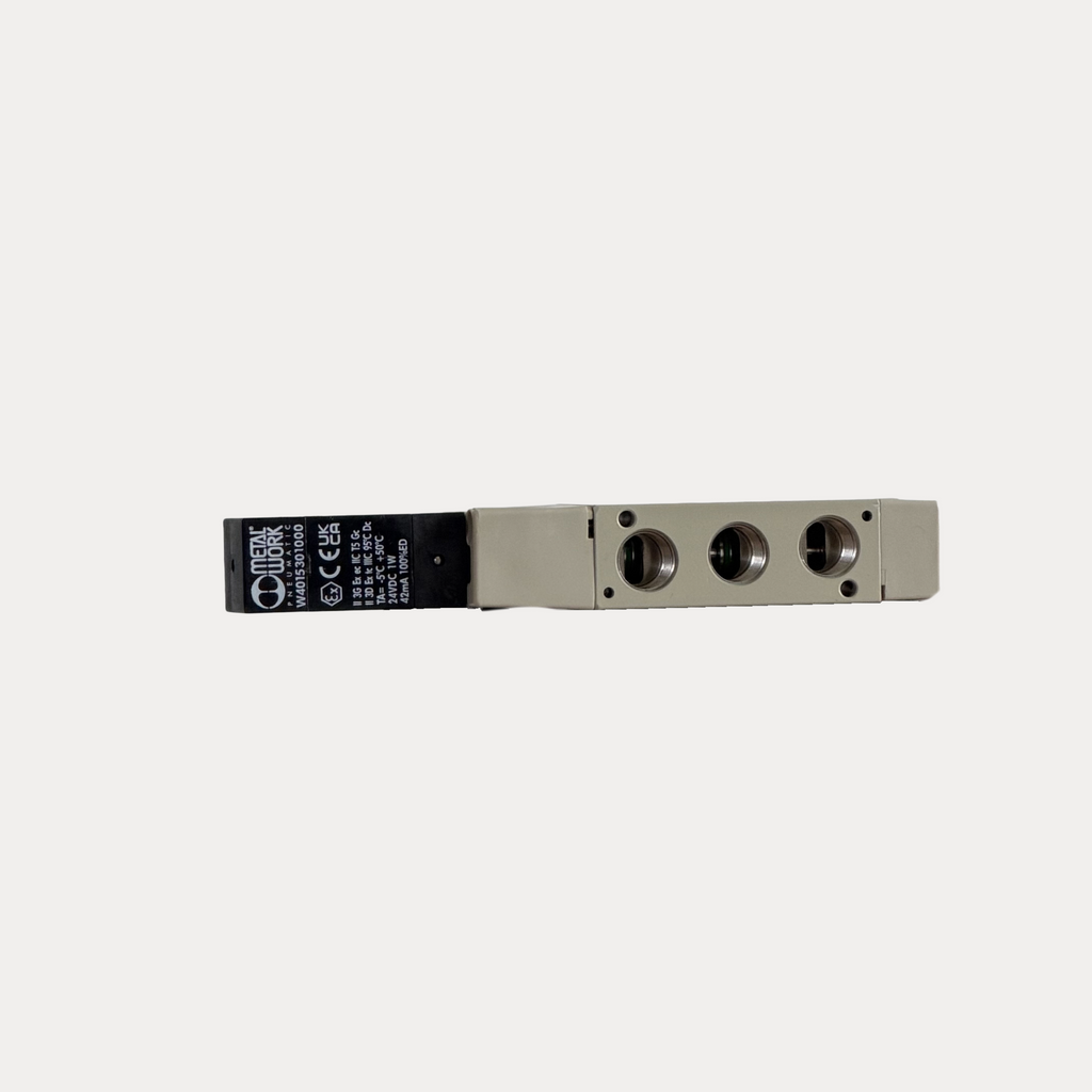 Valvulë Mach 16 elektro-pneumatike 1/4" 5/2 monostabile me spirale pneumatike dhe bobinë 24VDC